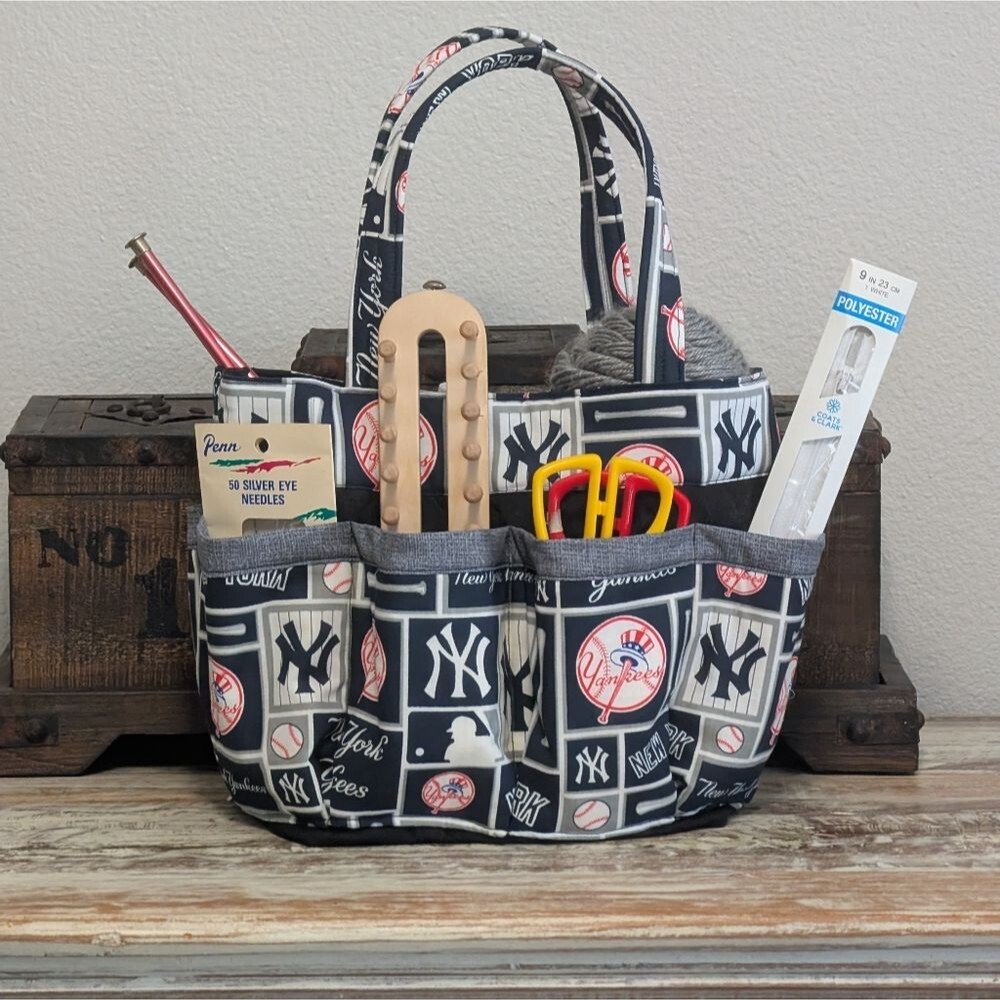 Hand Crafted New York Yankees Craft,Organizer, Bingo Tote
